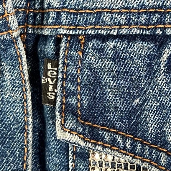 Vintage Lev’s Women’s Custom Jewelled Jean Jacket Vest Y2K 90’s Cotton Retro - Picture 5 of 9